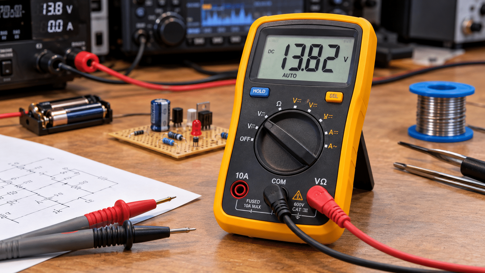 Multimeter richtig benutzen – digitale Spannungsmessung mit Messleitungen