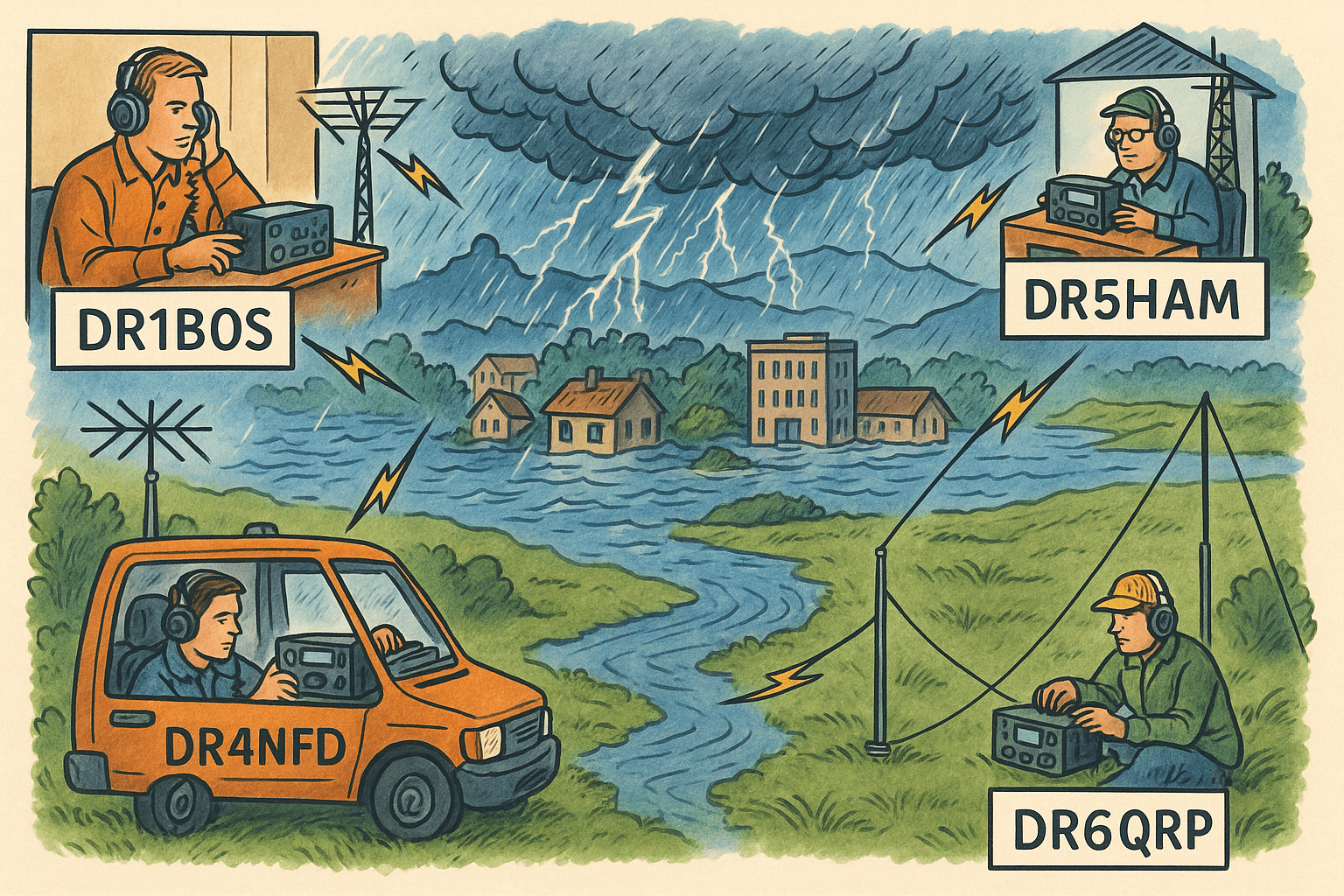 DR1 bis DR6 Rufzeichen für Not- und Katastrophenhilfe